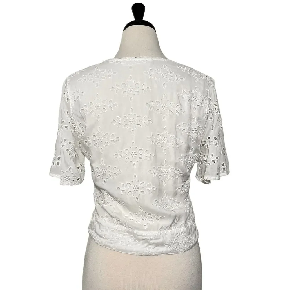 Abercrombie Fitch Eyelet Front Tie Blouse SZ S - Picture 8 of 9